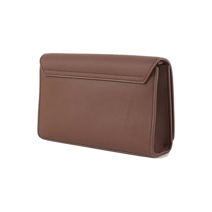 Love Moschino Zip-Through Crossbody Bag with Metallic Logo Lettering In Brown