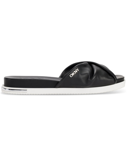 DKNY Women's Jezebel Leather Crisscross Sandals In Black size 7.5