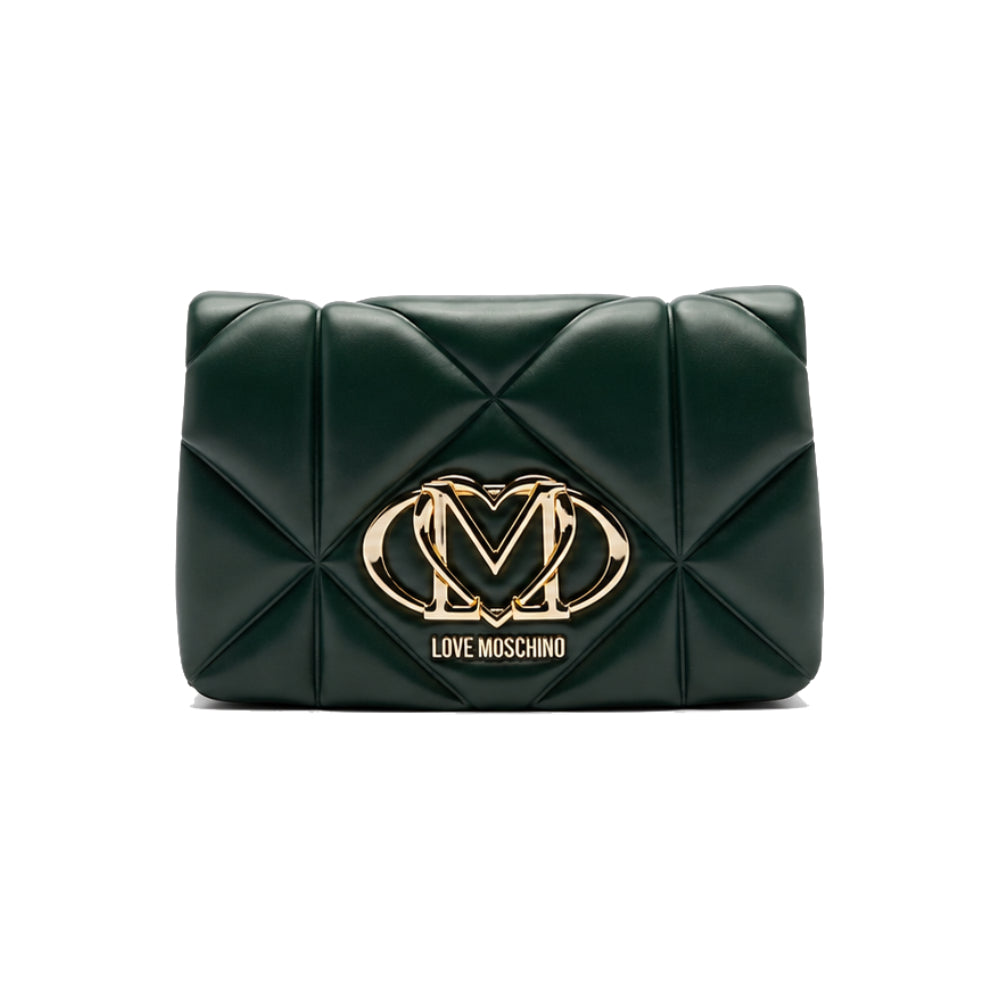 Love Moschino Smart Daily Embossed Chain Wallet In Green