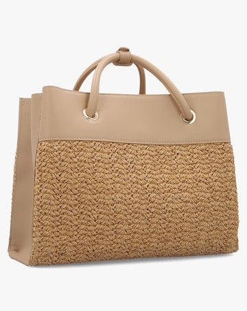 Valentino Alexia Small Raffia Shopper Tote Bag