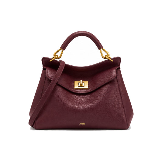 JW PEI Lucia Classic Top Handle Bag In Deep Burgundy
