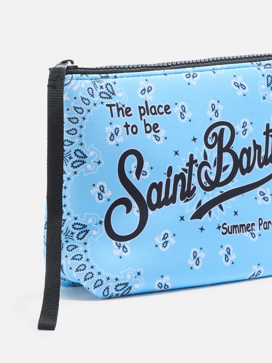 MC2 SAINT BARTH ALINE SCUBA POUCH WITH LIGHT BLUE BANDANA PRINT