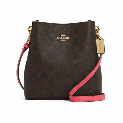 Coach Mini Town Bucket Bag In Brown Signature Canvas