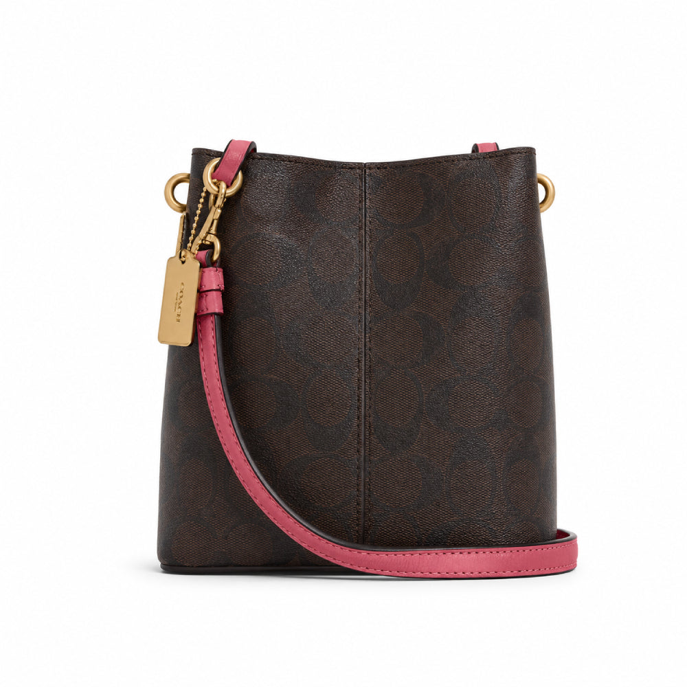 Coach Mini Town Bucket Bag In Brown Signature Canvas