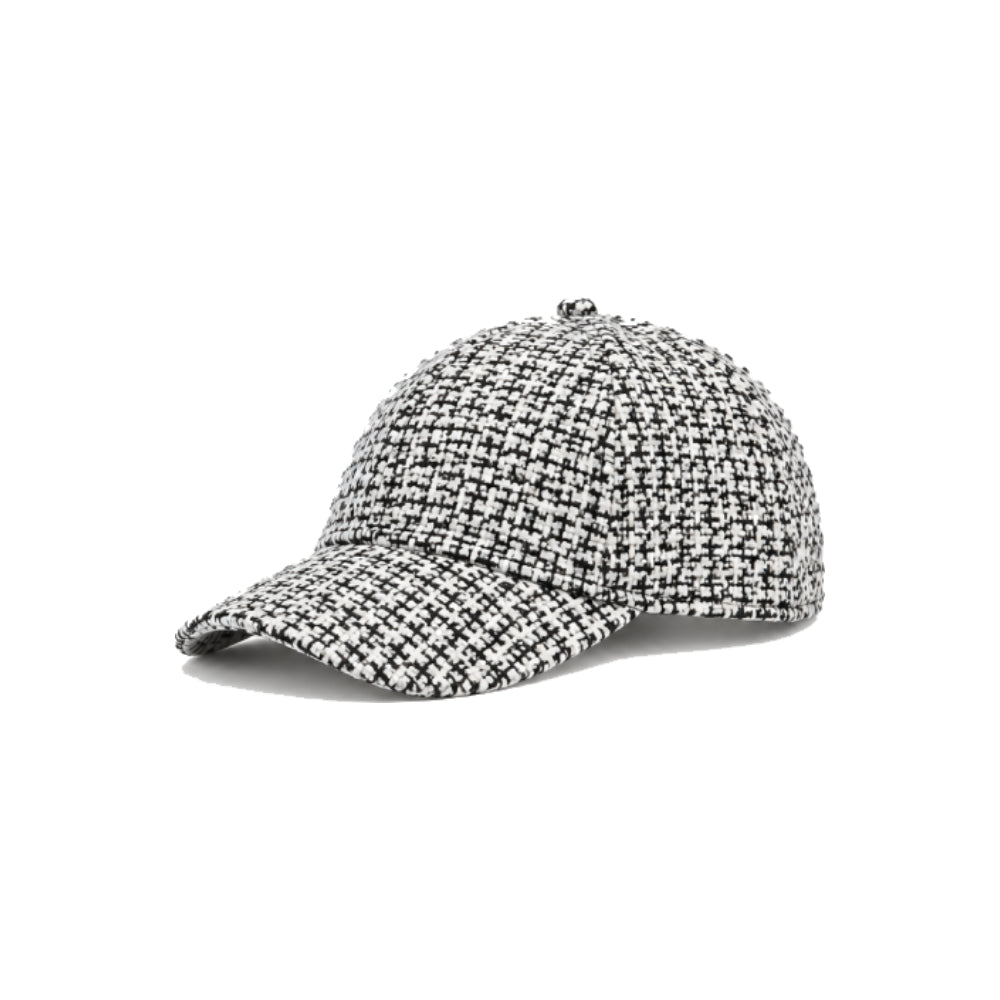 Black And White Wool Tweed Baseball Cap