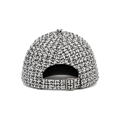 Black And White Wool Tweed Baseball Cap
