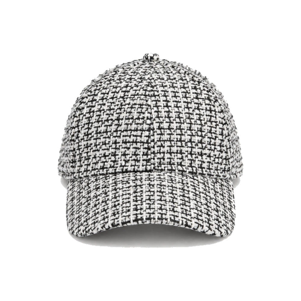 Black And White Wool Tweed Baseball Cap