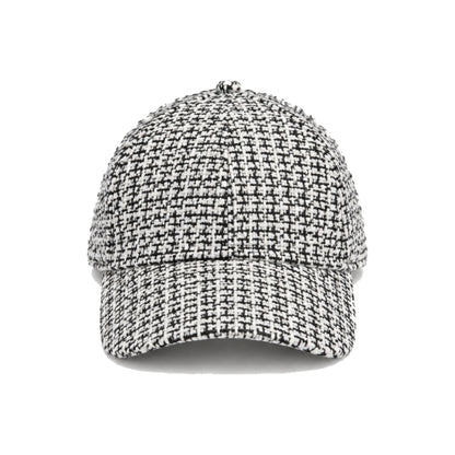 Black And White Wool Tweed Baseball Cap