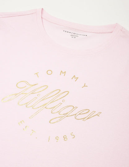 TOMMY HILFIGER Printed Regular Fit T-Shirt baby pink size M