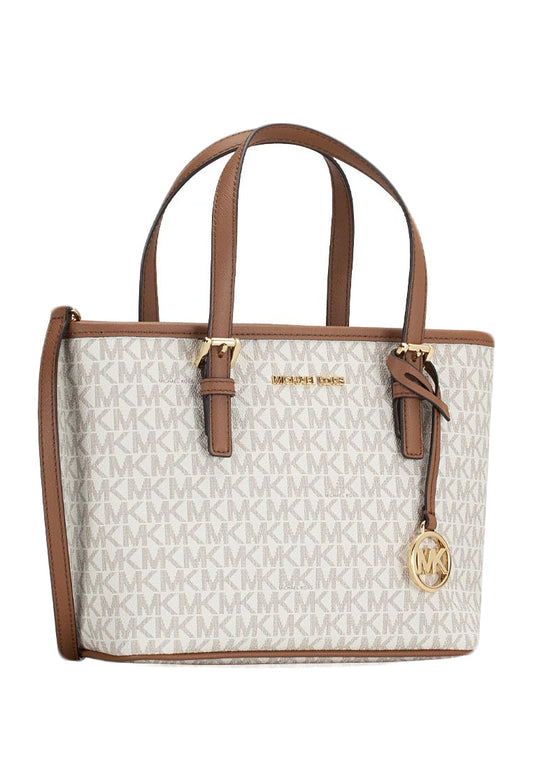 Micheal Kors small Jet Set Travel tote bag with top zip closure and logo in white