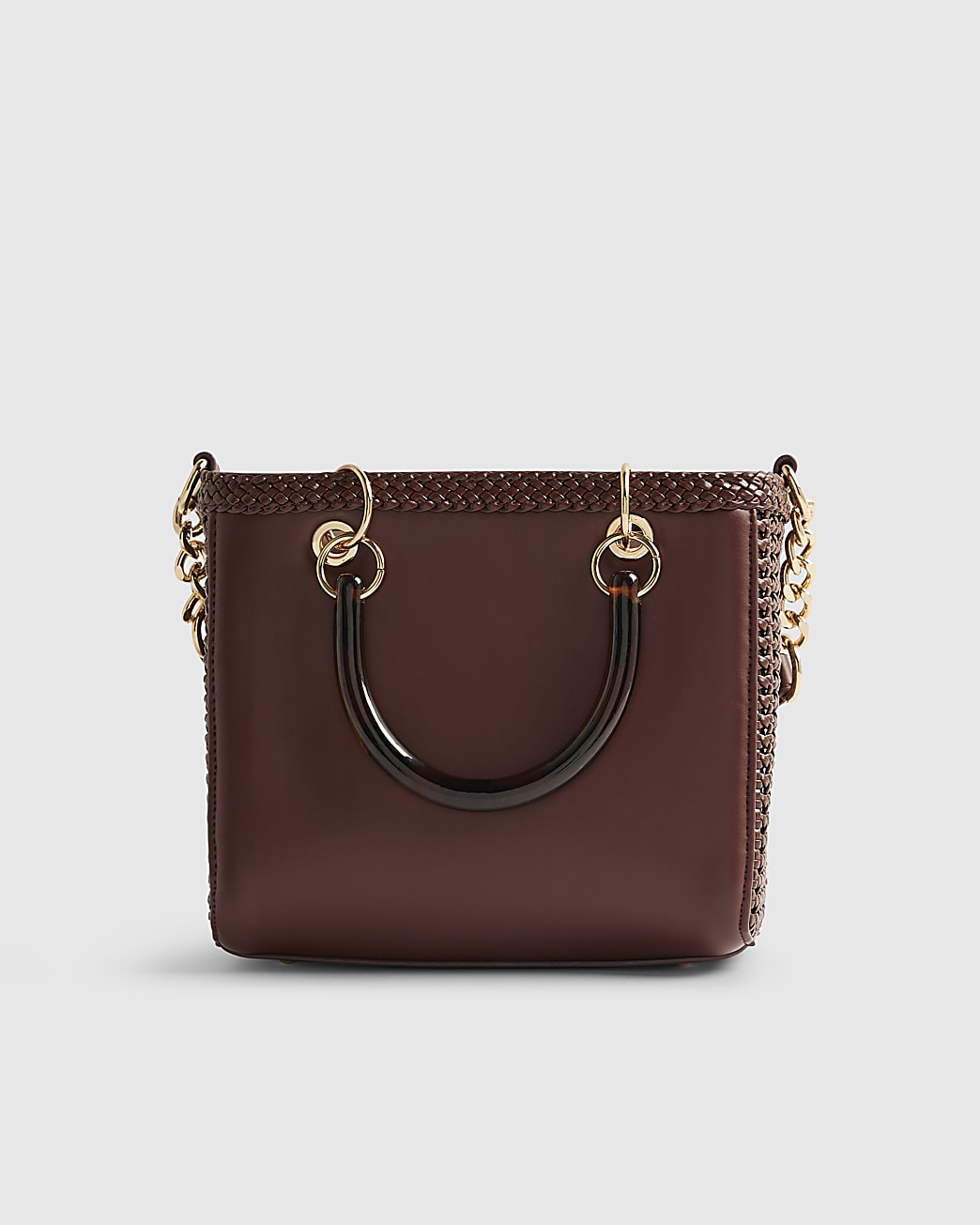 River Island Brown Woven Mini Tote Bag