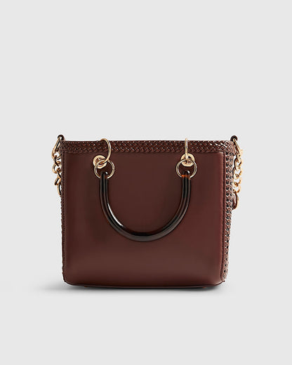 River Island Brown Woven Mini Tote Bag
