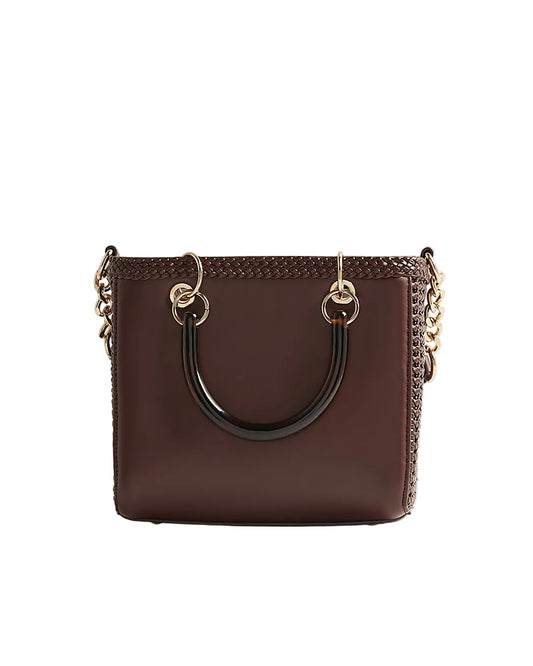 River Island Brown Woven Mini Tote Bag