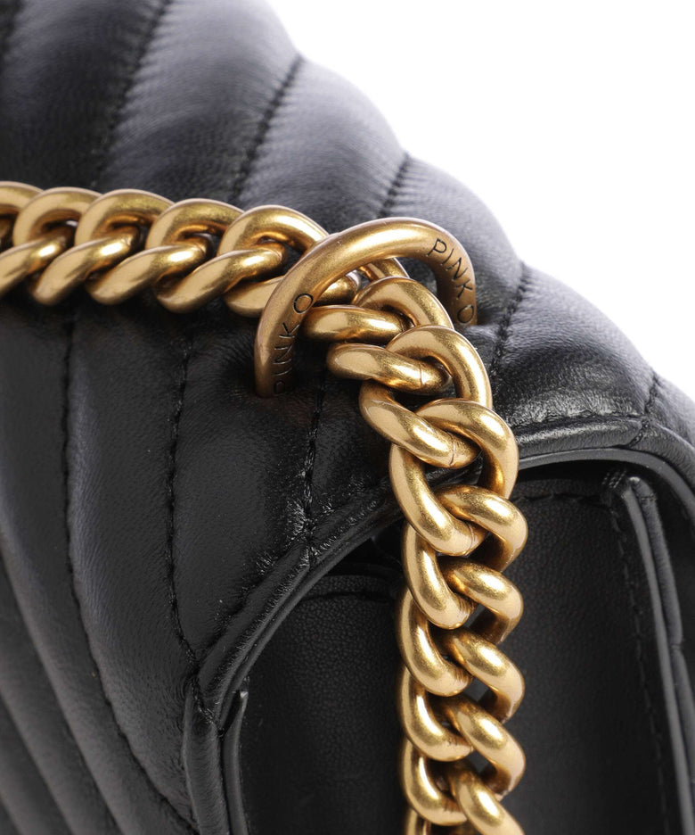 Pinko Love One Mini Shoulder bag fine grain leather nero/antique gold