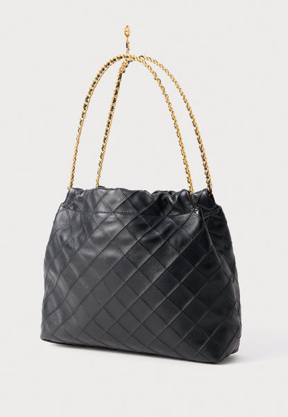 TORY BURCH FLEMING HOBO BAG - HANDBAG - BLACK