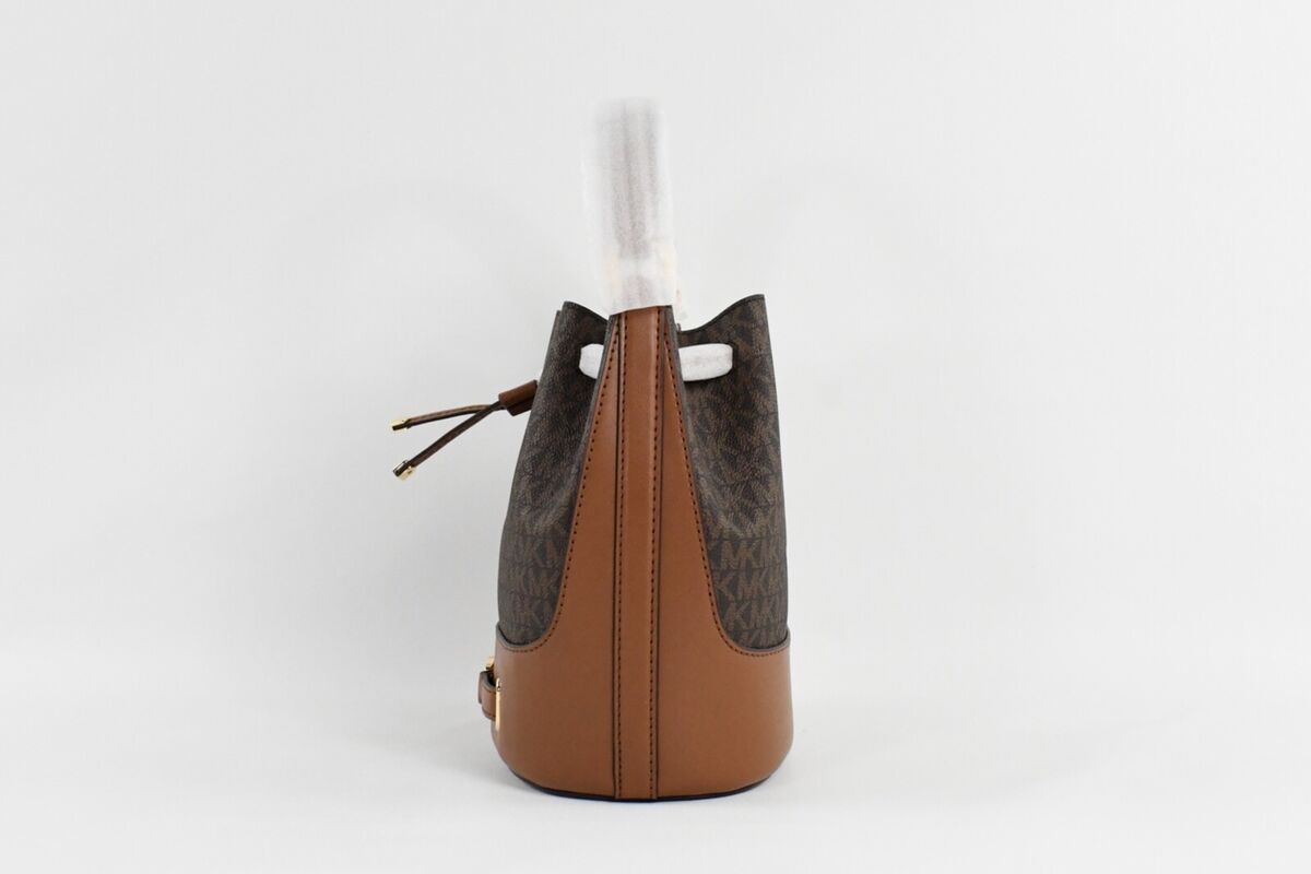 Michael Kors Reed Medium Leather Bucket Signature Crossbody Bag MK