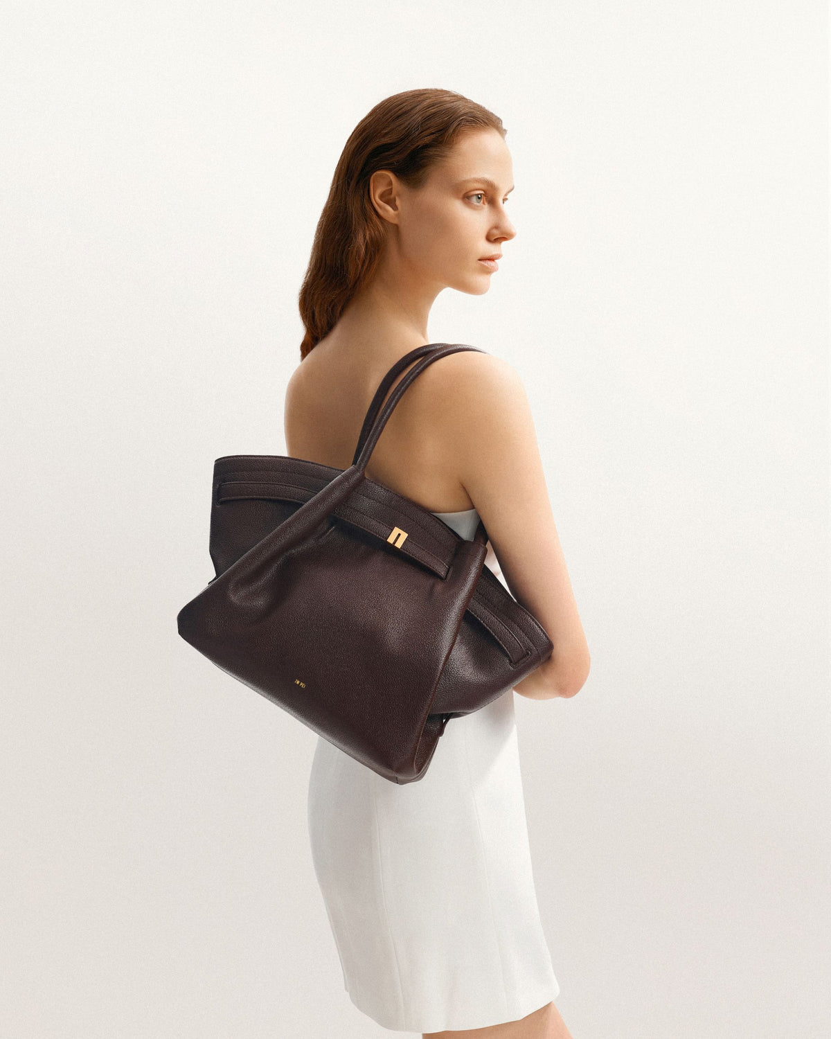 JW PEI Hana Medium Faux Straw Tote Bag in Dark Brown