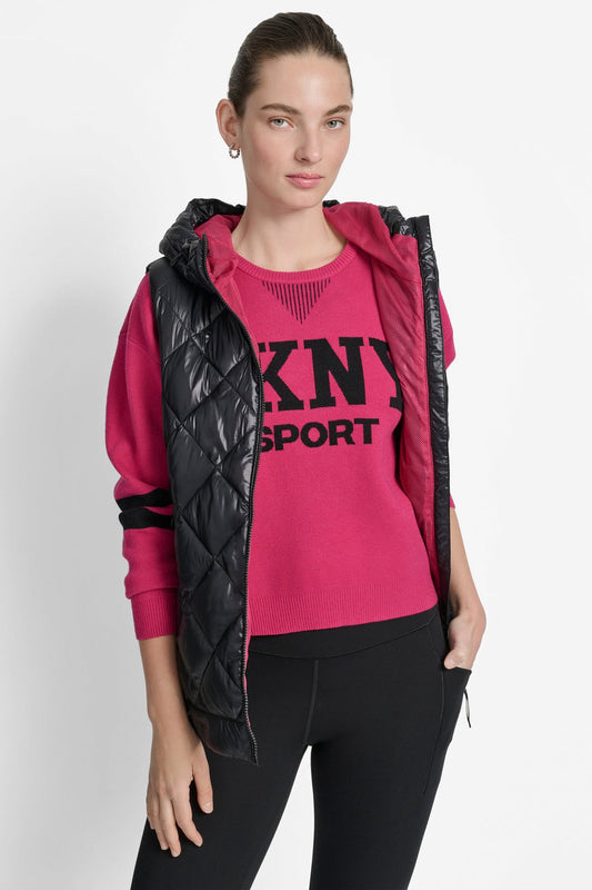 DKNY QUILTED HOODED VEST size M