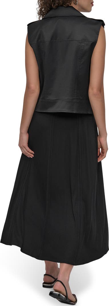 DKNY Faux Leather Moto Vest size M