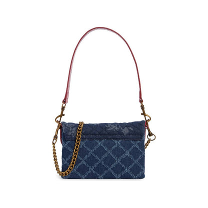 Kurt Geiger Brompton Mini Quilted Floral Denim Shoulder Bag in Navy