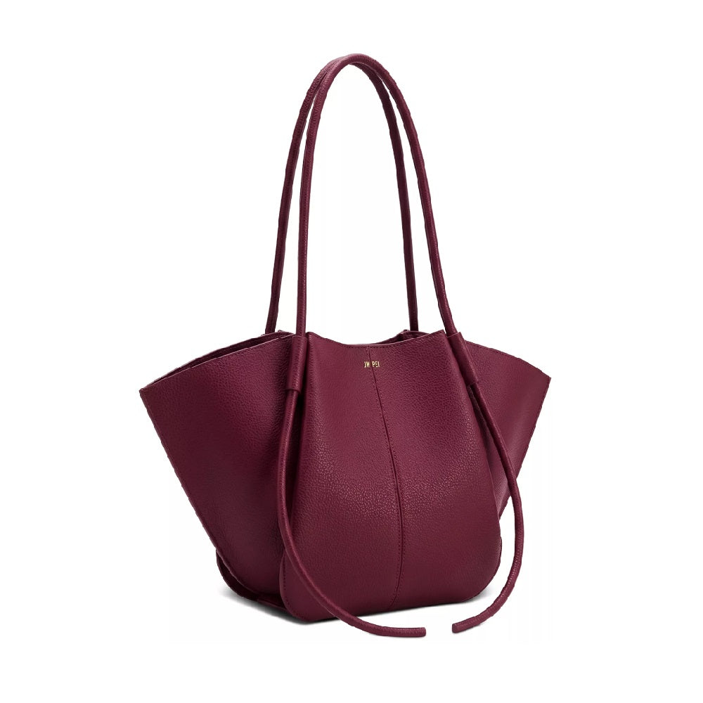 JW PEI Nala Wide Tote Bag in Burgundy Pebbled