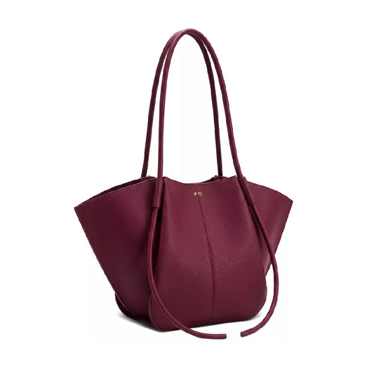 JW PEI Nala Wide Tote Bag in Burgundy Pebbled