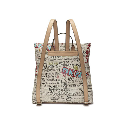 DKNY Graffiti Convertible Backpack in Beige/Multicolor