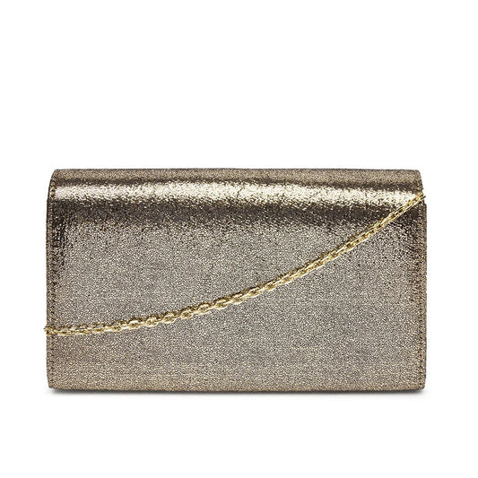 Love Moschino Clutch with Shoulder Strap in Gold