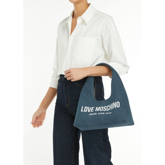 Love Moschino Cut-Out Handle Tote Bag in Denim Jeans