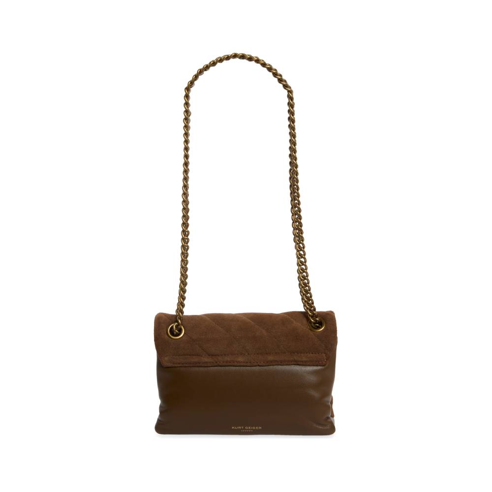Kurt Geiger Soho Mini Leather Bag in Brown Suede