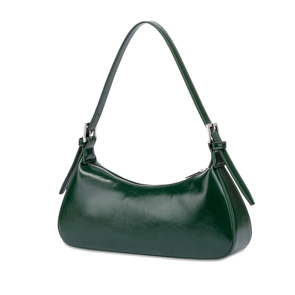 Love Moschino Soft Leather Shoulder Bag in Dark Green