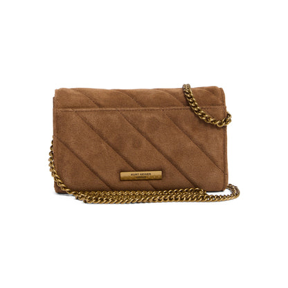 Kurt Geiger Soho Suede Wallet on Chain In Camel