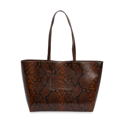 Kurt Geiger Angel Snakeskin Embossed Leather Shopper in Brown