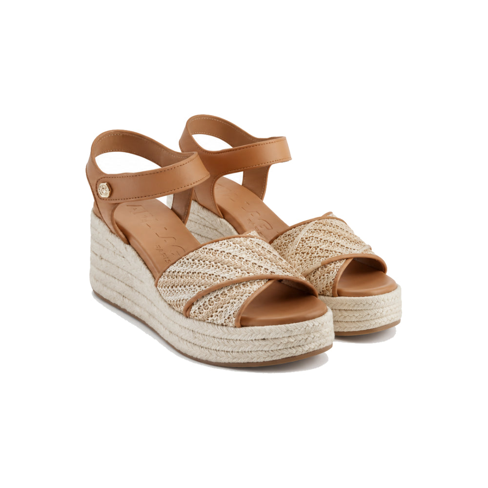 Karl Lagerfeld Paris Celest Sandals with Woven Crisscross Straps In Tan/Cream