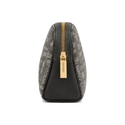 Roberto Cavalli Monogram Cosmetic Pouch In Black/Grey