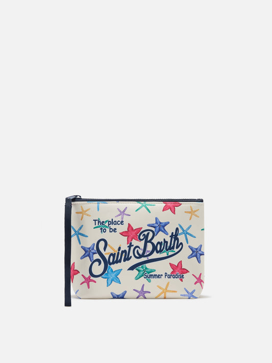 MC2 SAINT BARTH ALINE SCUBA BEIGE POUCH WITH STARFISH PRINT