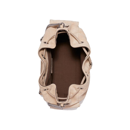 Tory Burch Charlie Quilted Drawstring Shoulder Bag In Beige