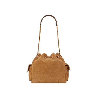 Tory Burch Charlie Quilted Drawstring Shoulder Bag In Wild Tobacco