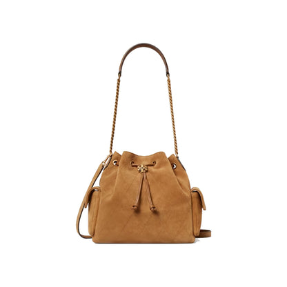 Tory Burch Charlie Quilted Drawstring Shoulder Bag In Wild Tobacco
