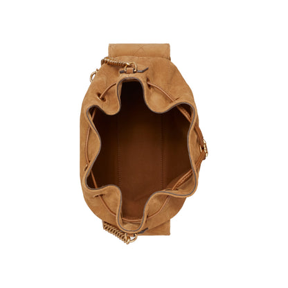 Tory Burch Charlie Quilted Drawstring Shoulder Bag In Wild Tobacco