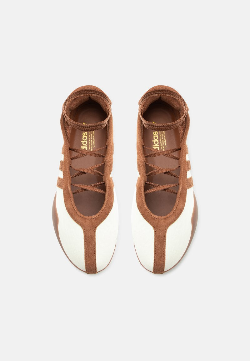 TAEKWONDO MEI BALLET W - Ankle strap ballet pumps - cream white/preloved brown/gold-coloured metallic size 39