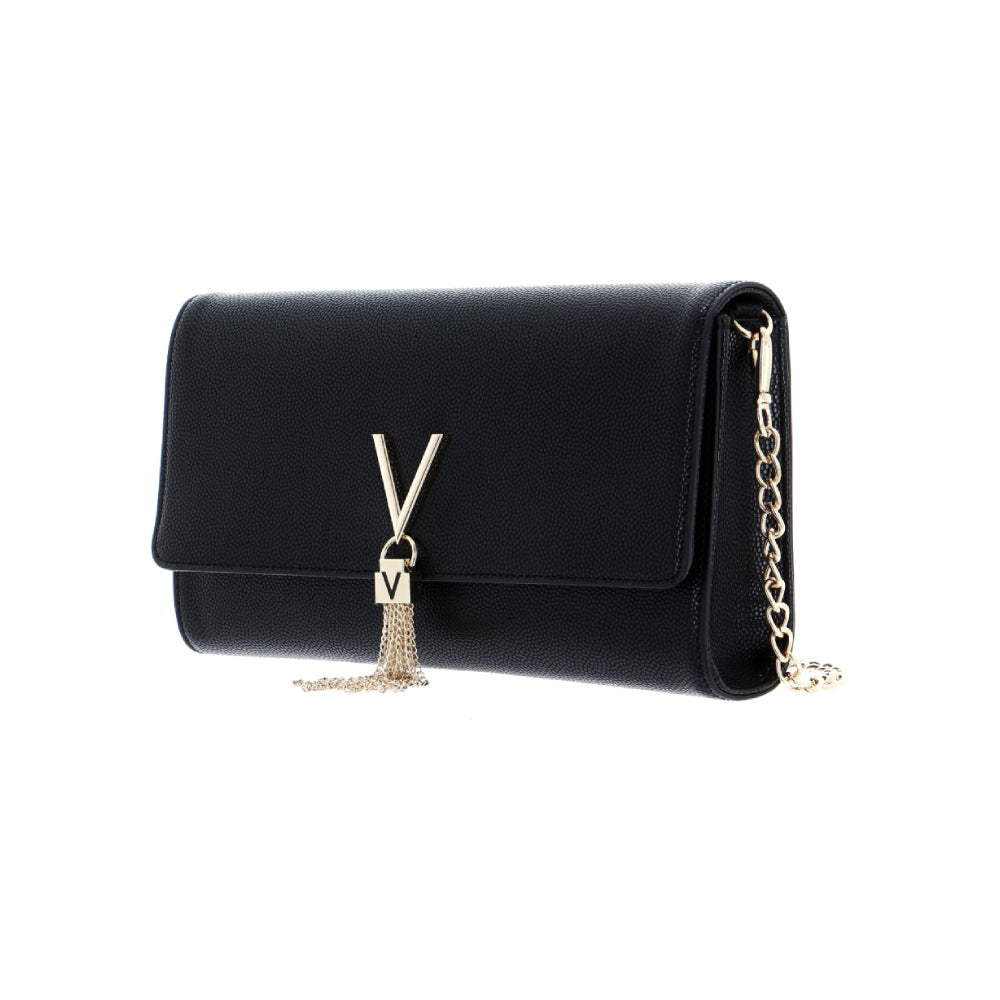 Valentino Divina Pouch With Shoulder Strap In Black/Gold