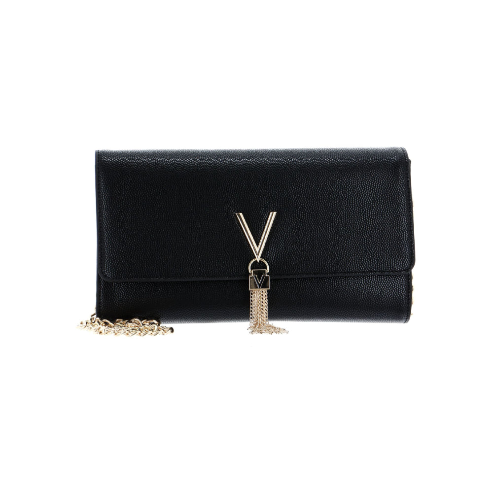 Valentino Divina Pouch With Shoulder Strap In Black/Gold