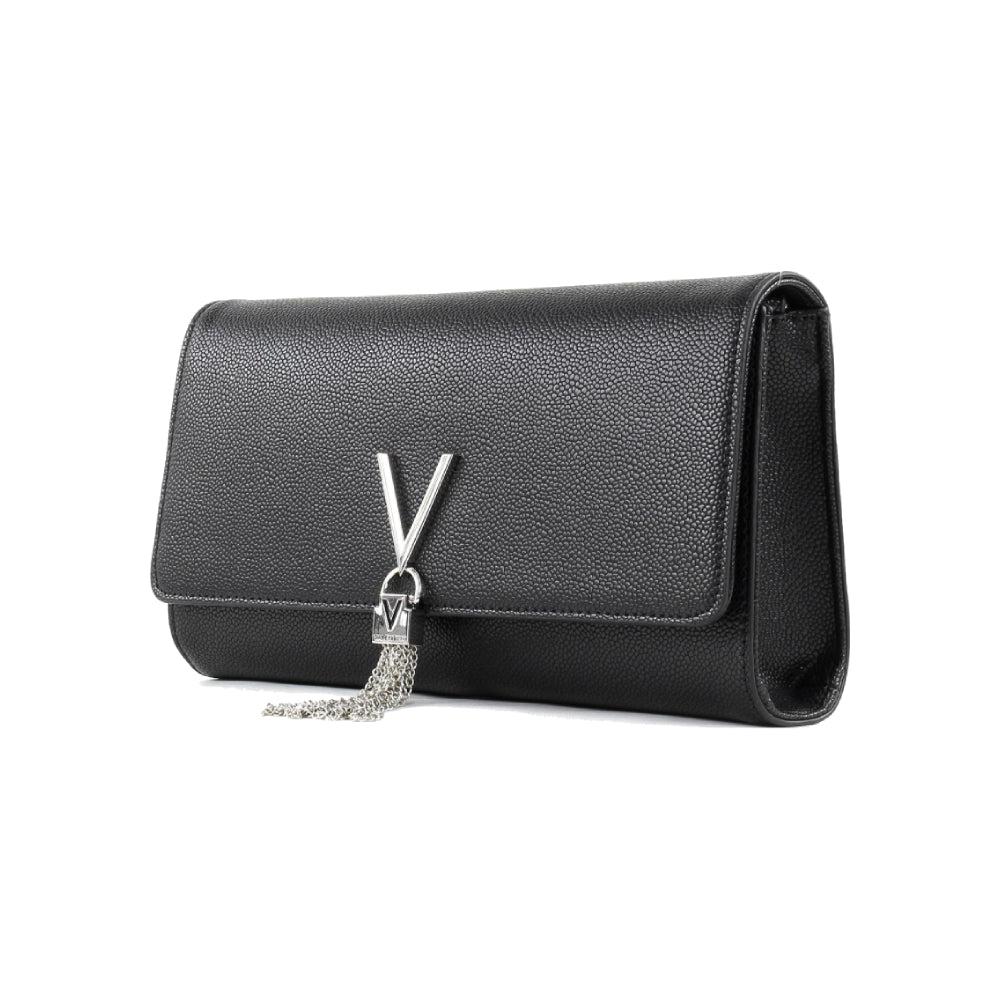 Valentino Divina Pouch With Shoulder Strap In Black/Silver