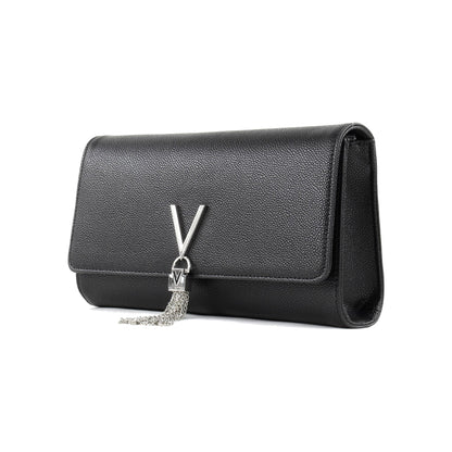Valentino Divina Pouch With Shoulder Strap In Black/Silver