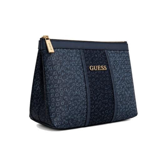 GUESS Monogram Zip Pouch In Navy Blue