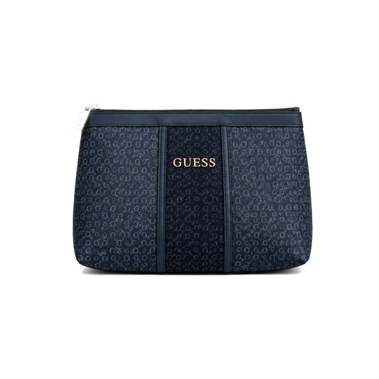GUESS Monogram Zip Pouch In Navy Blue
