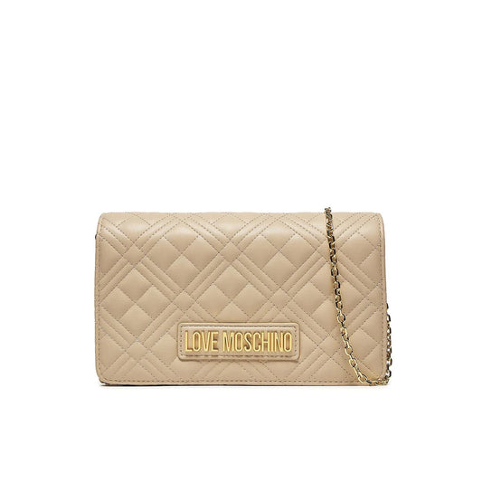 Love Moschino Quilted Logo Crossbody Bag in Beige