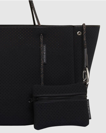 State of Escape™ tote in black / saddle (dual tone) in large
