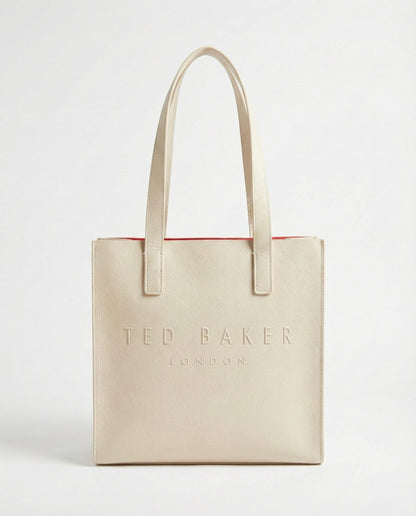 Ted Baker London The Icone Cream & Orange Lined Bag Embossed Texture Tote